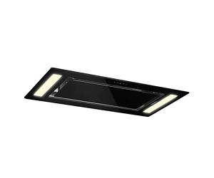 Klarstein Remy - Hotte aspirante de cuisine, 90 cm, Hotte sans évacuation, 620 m³/h, 3 vitesses, LED, 2 x 5 W, Verre de sécurité, Télécommande, 2 filtres à graisses amovibles, Noir de carbone