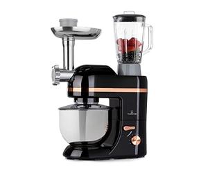 Klarstein Robot Patissier Multifonctions, Batteur sur Socle, Bol 5L, Robot Cuisine 1800W, Blender 1.5L, Multifonction Petrin Boulangerie, Hachoir à Viande, Batteur Electrique Cuisine, 6 Vitesses