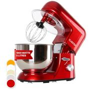KLARSTEIN Bella - Robot cuisine, robot multifonction, Mélangeur, Malaxation, Pétrin, 1200 W, 6 CV, 5,2 L, 6 vitesses, Bol en acier inoxydable, Attache rapide - Rouge