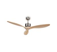 KLARSTEIN Santa Elena - Ventilateur de plafond diamètre: 52 "(132 cm), 3 pales en bois véritable, débit d'air: 9 060 m³/h, minuterie, 3 vitesses, faible niveau sonore: 45 dB max. - Bois clair
