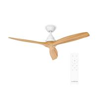 KLARSTEIN Santa Elena Ventilateur Plafond Silencieux - Télécommande, 6 Vitesses, 3 Pales Bois, Double Sens, Timer, 132cm, Pour Salon & Chambre
