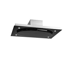 Klarstein Secret Service Black Edition - Hotte aspirante de plafond, 110 cm,800m³/h,3 niveaux,Panneau de commande tactile,Éclairage via 4 LEDs,Timer,4X filtres à graisse, Inox brossé, Noir