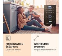 Klarstein Shiraz 29 Duo Cave à vin 2 zones 80 L/29 bouteilles 5-22°C tactile noire G
