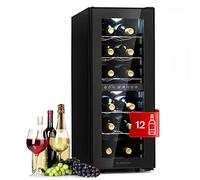KLARSTEIN Shiraz Cave à Vin Blanc - 12 Bouteilles, 42 L, 2 Zone | Réfrigérateur à Vin Pose Libre, Porte Vitrée, Silencieux, 5-18 °C, LED, Cadre Inox