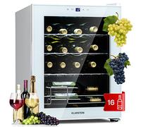 Klarstein Shiraz Cave à Vin Blanc - 16 Bouteilles, 42 L, 1 Zone | Réfrigérateur à Vin Pose Libre, Porte Vitrée, Silencieux, 5-18 °C, LED, Cadre Inox
