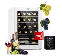Klarstein Shiraz Cave à Vin Blanc - 20 Bouteilles, 53 L, 1 Zone | Réfrigérateur à Vin Pose Libre, Porte Vitrée, Silencieux, 5-18 °C, LED, Cadre Inox