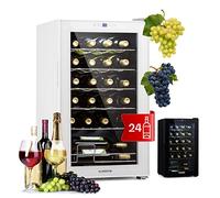 Klarstein Shiraz Cave à Vin Blanc - 24 Bouteilles, 63 L, 1 Zone | Réfrigérateur à Vin Pose Libre, Porte Vitrée, Silencieux, 5-18 °C, LED, Cadre Inox
