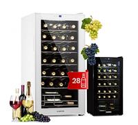 Klarstein Shiraz Cave à Vin Blanc - 28 Bouteilles, 74 L, 1 Zone | Réfrigérateur à Vin Pose Libre, Porte Vitrée, Silencieux, 5-18 °C, LED, Cadre Inox