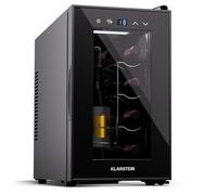 KLARSTEIN Shiraz Cave à Vin Blanc - 8 Bouteilles, 21 L, 1 Zone | Réfrigérateur à Vin Pose Libre, Porte Vitrée, Silencieux, 5-18 °C, LED, Cadre Inox