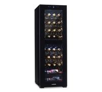KLARSTEIN Shiraz Cave à Vin Noir - 39 Bouteilles, 2 Zones | Réfrigérateur à Vin Pose Libre, Porte Vitrée, Silencieux, 5-18 °C, LED, Cadre Inox