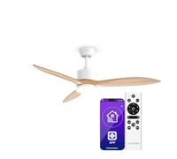KLARSTEIN SkyBreeze Ventilateur Plafond avec Lumière & Télécommande - LED Intégrée, 6 Vitesses, Silencieux, Bois, Intérieur/Extérieur, 132cm, Smart App, IP44, Maple