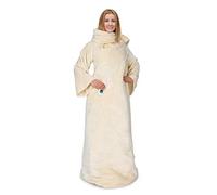 KLARSTEIN Slanket - Couverture électrique avec Manches, Couverture Douce, Couverture de canapé, Puissance: 120 W, 155x180 cm, 3 Vitesses, Lavable, câble: 2,3 m, matériau: Polaire Corail - Beige