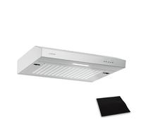 Klarstein SlimVent Hotte Aspirante, 60 cm Hotte de Cuisine Gain de Place, 178 m³/h, Énergie A+, Silencieuse 52 dB, LED, Filtre à Charbon, à Tiroir, Argent