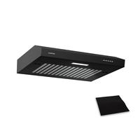 Klarstein SlimVent Hotte Aspirante, 60 cm Hotte de Cuisine Gain de Place, 200 m³/h, Énergie A+, Silencieuse 52 dB, LED, Filtre à Charbon, Hotte Casquette, Noir