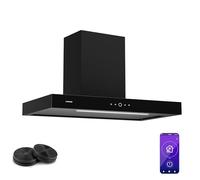 Klarstein SmartEdge Hotte Aspirante - 90 cm, Débit 550 m³/h, CEE A+, Wi-Fi & Tactile, LED 6500 K, Silencieuse 34 dB, Hotte Cuisine, Noir
