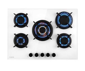 Klarstein Table de Cuisson à Gaz 5 Brûleurs, Plaque Électrique 5 Feux 10400W, Cuisinière Avec Brûleurs en Acier Inoxydable, Compatible GPL