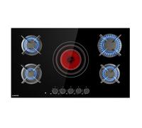 Table de cuisson Gaz- Klarstein MultiChef 5 - Plaque de cuisson gaz - vitrocéramique - 5 zones - noir