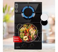 Klarstein Tables de Cuisson à Gaz, Plaque de Cuisson Gaz à 2 Brûleurs, Table de Electrique à 2 Feux de 4000W, Cuisiniere Gaziniere avec Brûleurs en Acier Inoxydable, Cuisinières GPL