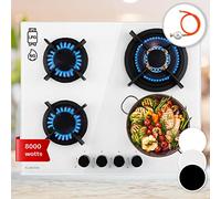 Klarstein Tables de Cuisson à Gaz, Plaque de Cuisson Gaz à 4 Brûleurs, Table de Electrique à 4 Feux de 8000W, Cuisiniere Gaziniere avec Brûleurs en Acier Inoxydable, Cuisinières GPL