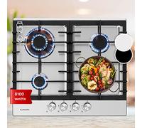 Klarstein Tables de Cuisson, Plaque de Cuisson à 4 Brûleurs, Table Encastrable à 4 Feux de 8100W, Cuisiniere, Gaziniere Gaz en Acier Inoxydable, Cuisinières GP