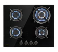 Klarstein Tables /Plaque/Cuisiniere/Gaziniere de Cuisson Gaz à 4 Brûleurs, Table de Cuisson Electrique à 4 Feux de 8000W, en Acier Inoxydable, Cuisinières GPL