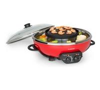 Klarstein Tafelrunde Appareil de cuisson 2-en-1 : Hot Pot 5 litres & plaque de grill 1350W - Rouge