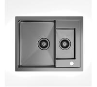 Klarstein TitanSteel Évier de cuisine 61 x 50 cm 2 bacs inoxydable résistant à la chaleur