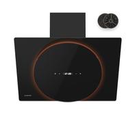 Klarstein Total Eclipse Hotte Aspirante - 60 cm Hotte Décorative, 600 m³/h, Éclairage LED 3000 K-6500 K, Classe A, Commande Tactile, Filtre à Charbon Actif, Noir, Extraction & Recirculation