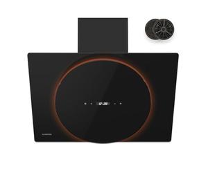 Klarstein Total Eclipse Hotte Aspirante - 60 cm Hotte Décorative, 600 m³/h, Éclairage LED 3000 K-6500 K, Classe A, Commande Tactile, Filtre à Charbon Actif, Noir, Extraction & Recirculation