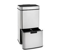 KLARSTEIN Touchless poubelle à capteur, 72 litres en 4 compartiments : 43 & 2 x 12,5 litres, bac à bio avec couvercle : 4 ouverture et fermeture automatiques sans contact, argent