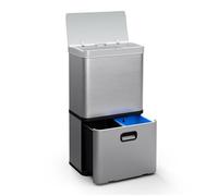 Klarstein Poubelle à capteur – 56 L, tri sélectif 3 compartiments, acier inox, Soft-Close