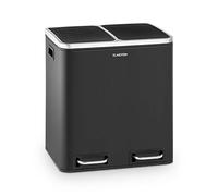 KLARSTEIN Trash Gordon Poubelle à pédale - séparateur de déchets, capacité 30 litres avec 2 bacs de 15 litres, Recycling, Matériau : PP/boîtier en inox, Poignées, acier inoxydable noir
