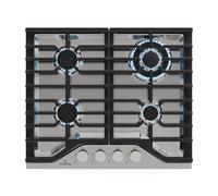 Klarstein Plaque de cuisson gaz Table de cuisson à gaz Turbocast Acier inoxydable 4 brûleurs Support professionnel Brûleur wok