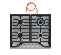Klarstein Plaque de cuisson gaz Table de cuisson à gaz Turbocast Acier inoxydable 4 brûleurs Support professionnel Brûleur wok