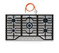 Klarstein Plaque de cuisson gaz Table de cuisson à gaz Acier inoxydable 5 brûleurs Support professionnel en fonte Brûleur wok