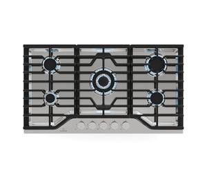 Klarstein Turbocast Plaque De Cuisson Gaz - 5 Brûleurs, Inox 304, 3.4kW Wok, Allumage Auto & Sécurité, Kit Conversion GPL, Plaque au Gaz Professionnelle