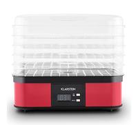 Klarstein Valle di Frutta Déshydrateur en acier inoxydable pour viande et fruits (250 W, 5 étages de 32 x 25 cm chacun, température réglable, minuterie) rouge/noir