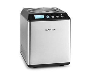 KLARSTEIN Vanilla Sky - Machine à crème glacée, Prête en 10 à 60min, Compresseur, Pas de congélation l'avance, Verre doseur, Récipient 2L - Argent