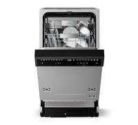 Klarstein Velaire Lave-vaisselle semi-encastré 45 cm minimaliste compact Classe B Inox