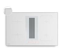 Klarstein Velaire Plaque induction avec Hotte aspirante intégrée 4 Zones 7400W 80cm Curseur Tactile Minuterie Blanc