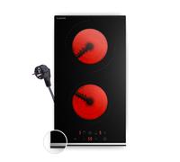 Klarstein Verosteel Plaque Vitrocéramique 30 cm 2 Zones 3000 W Commande Tactile Minuterie Surface Verre Table de Cuisson compacte