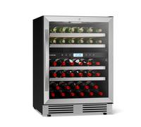 Klarstein VeroSteel 60cm 43 Bouteilles Cave à Vin Encastrable 2 Zones Argent G