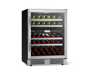Klarstein VeroSteel 60cm 43 Bouteilles Cave à Vin Encastrable 2 Zones Argent G