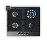 Klarstein VeroSteel 60cm Plaque de Cuisson à Gaz 4 Feux Noir