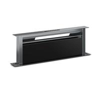 Klarstein Verosteel Hotte Aspirante 90 cm - A++ Éco, 906,2 m³/h, Commandes Tactiles, LED, Filtre Charbon, Hotte Encastrable Plan de Travail, Verre Noir & Aluminium, Silencieuse