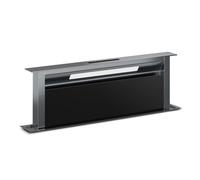 Klarstein Verosteel Hotte Aspirante 90 cm - A++ Éco, 906,2 m³/h, Commandes Tactiles, LED, Filtre Charbon, Hotte Encastrable Plan de Travail, Verre Noir & Aluminium, Silencieuse