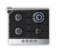 Klarstein Verosteel Plaque de Cuisson Gaz 60 cm 4 Brûleurs 8000W Verre & Inox Allumage Électrique Sécurité AntiFlamme Plaque Gaz