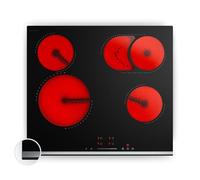 Klarstein Verosteel Plaque Vitrocéramique 60 cm - 4 Zones Dont Ovale & Double, 6600 W, Curseur Tactile, Minuterie, Sécurité Enfants, Surface Facile à Nettoyer, Table de Cuisson Vitrocéramique
