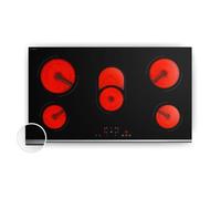 Klarstein Verosteel Plaque Vitrocéramique 90 cm - 5 Zones, 8400 W, Commande Tactile, Minuterie & Sécurité Enfants, Surface Facile à Nettoyer, Table de Cuisson Vitrocéramique Design Noir