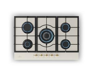 Klarstein Victoria 75cm Plaque de Cuisson à Gaz 5 Feux Crème
